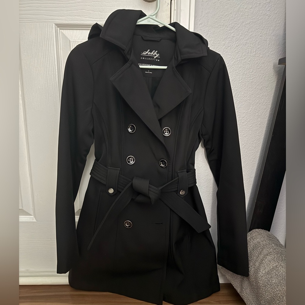 Sebby Women’s Softshell Trench Coat Black Size S NWOT